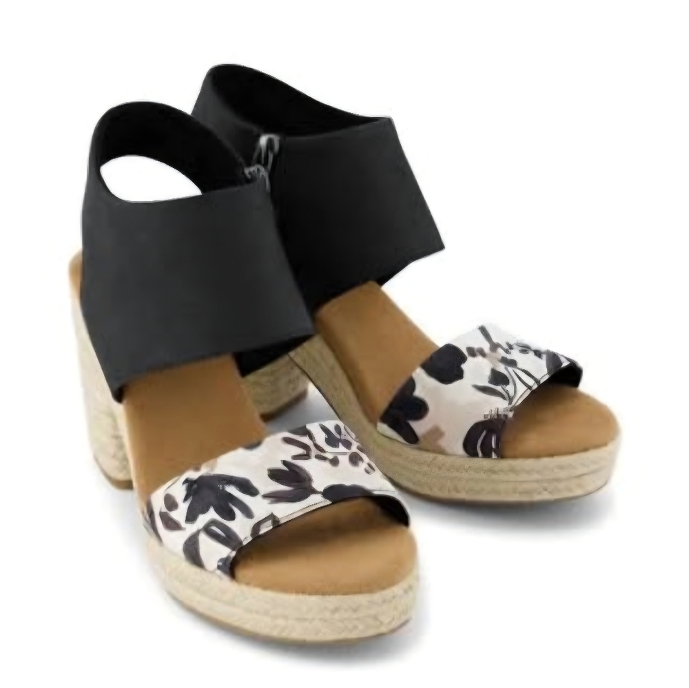 Brand new in box TOMS Majorca Rope Watercolor Floral Platform Sandal size 7